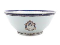 A Chinese Export Armorial Porcelain Punch Bowl