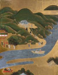 A Japanese Six-Fold Floor Screen Height 46 1/2 x width of each panel 18 1/4 inches. — 18TH CENTURY