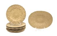 A Collection of Seven English Creamware Plates Length of longest 9 3/4 inches.
