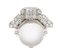 An Art Deco Platinum, Rock Crystal and Diamond Clip Brooch, 15.10 dwts.