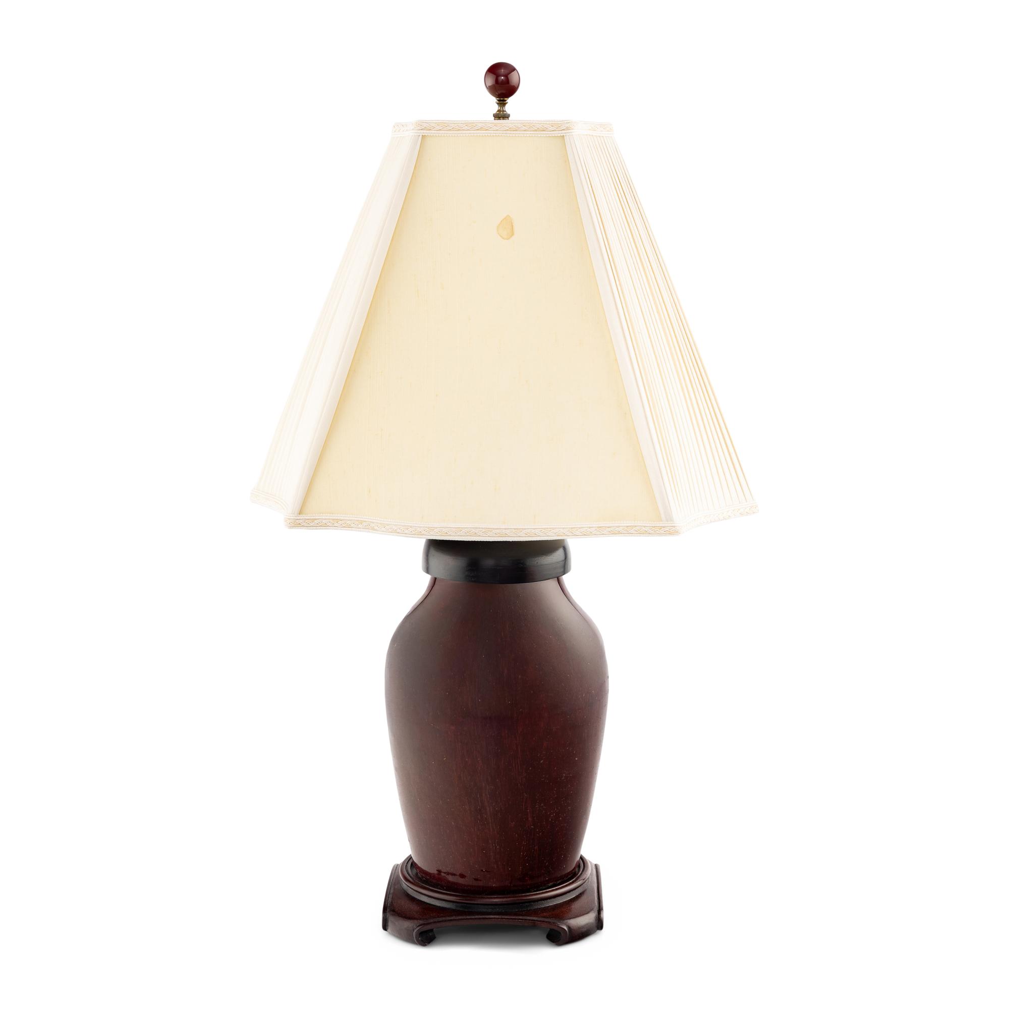 An Oxblood Glazed Vase Mounted as a Lamp