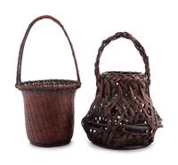 Two Japanese Bamboo Ikebana Baskets