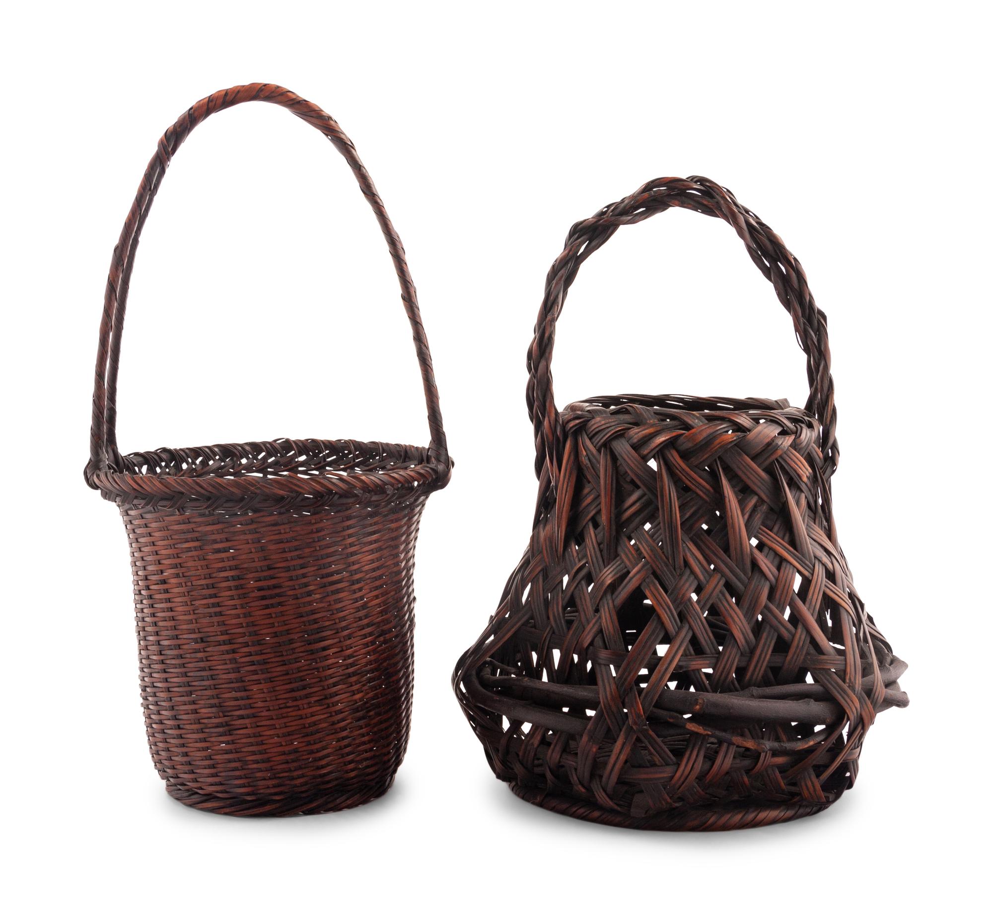 Two Japanese Bamboo Ikebana Baskets