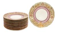 A Set of Eleven Limoges Porcelain Plates Diameter 9 1/2 inches.