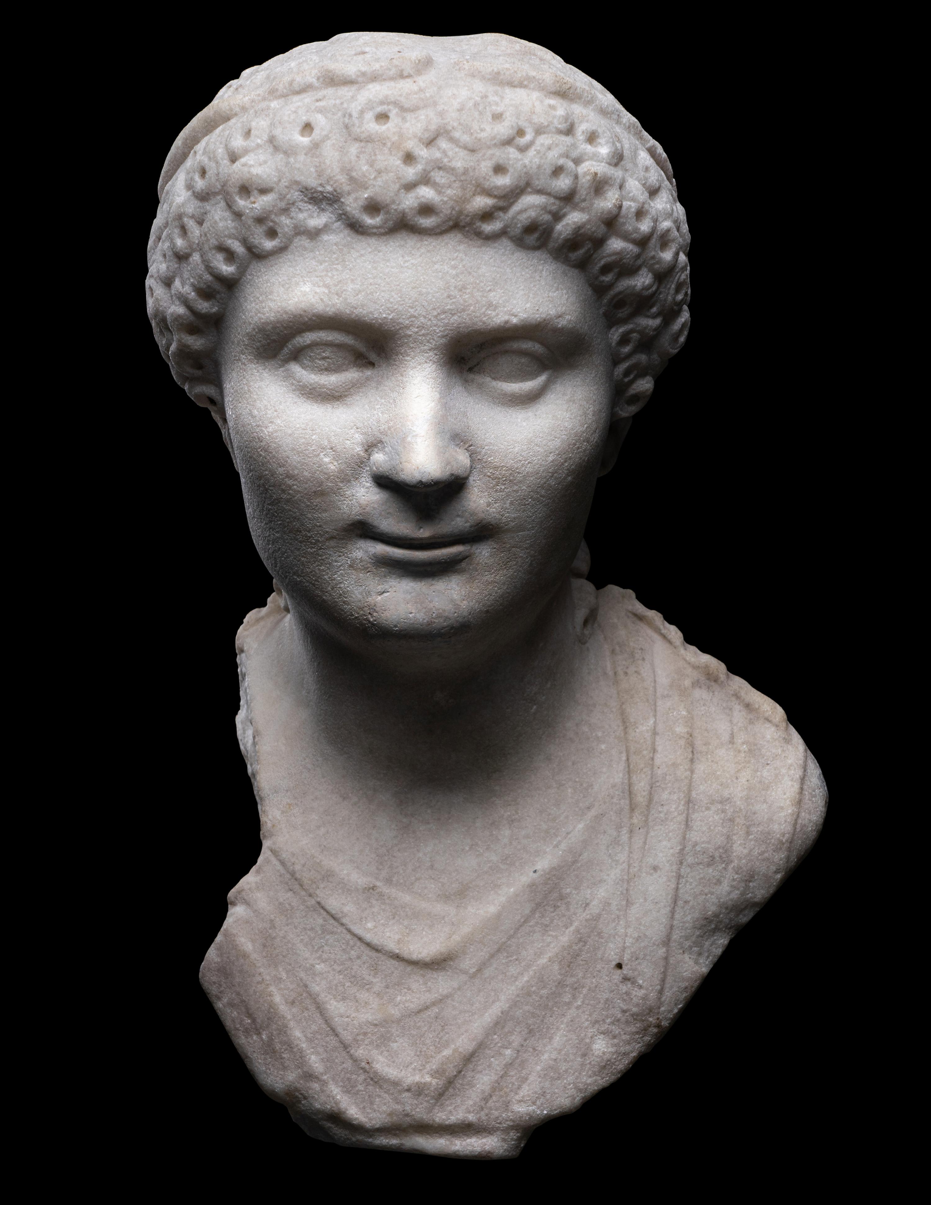 A Roman Marble Portrait Bust of an Aristocratic Woman