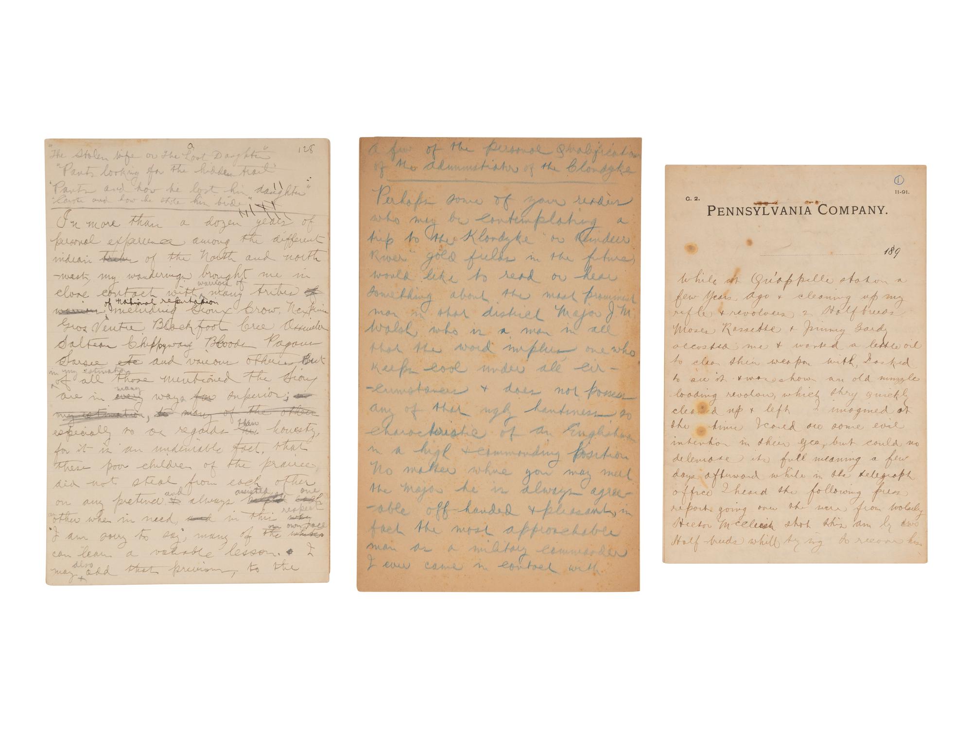 [WESTERN AMERICANA]. Archive of US Army Indian Scout and interpreter, William E. Archbold LeQuesne (1858-1915), featuring retrospective accounts of Sitting Bull and the Plains Indians Wars.