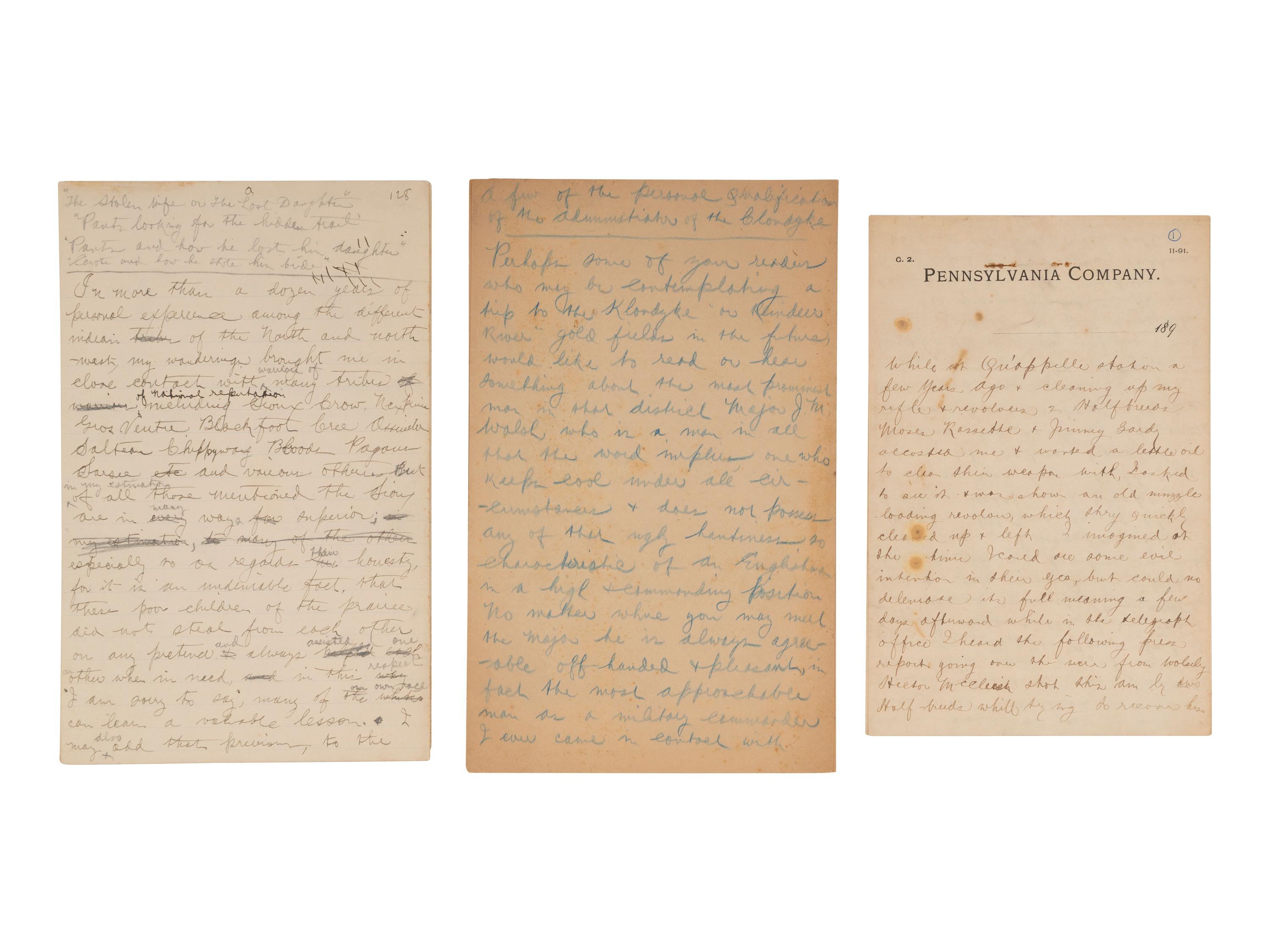 [WESTERN AMERICANA]. Archive of US Army Indian Scout and interpreter, William E. Archbold LeQuesne (1858-1915), featuring retrospective accounts of Sitting Bull and the Plains Indians Wars.