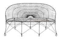A Victorian Wire Bench Height 36 x width 58 x depth 23 inches.