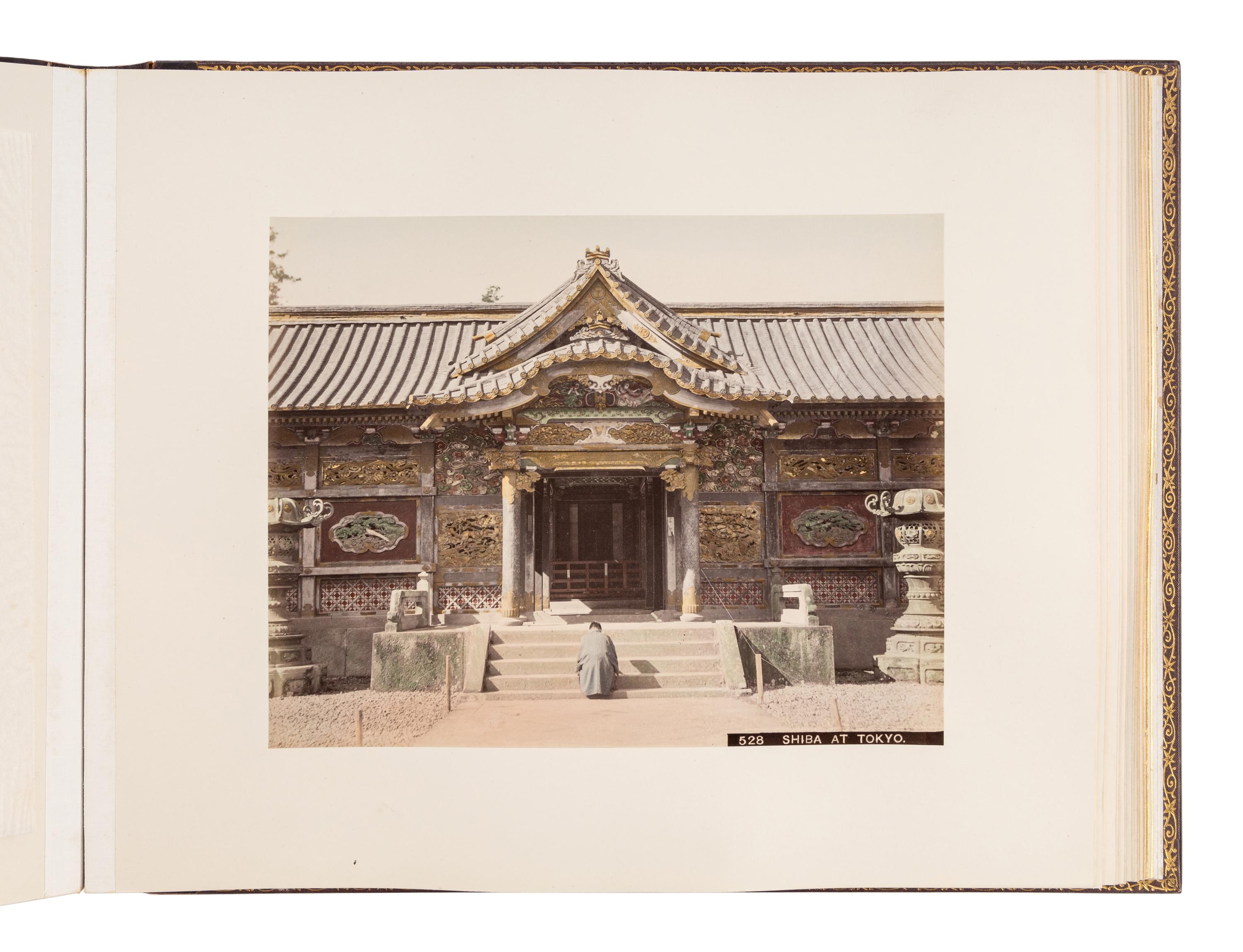 [JAPAN]. TAMAMURA, Kozaburo (1856-1923), photographer. Japanese photograph album of 50 hand-tined photographs attributed to the studio of Kozaburo Tamamura. Japan, ca 1890.
