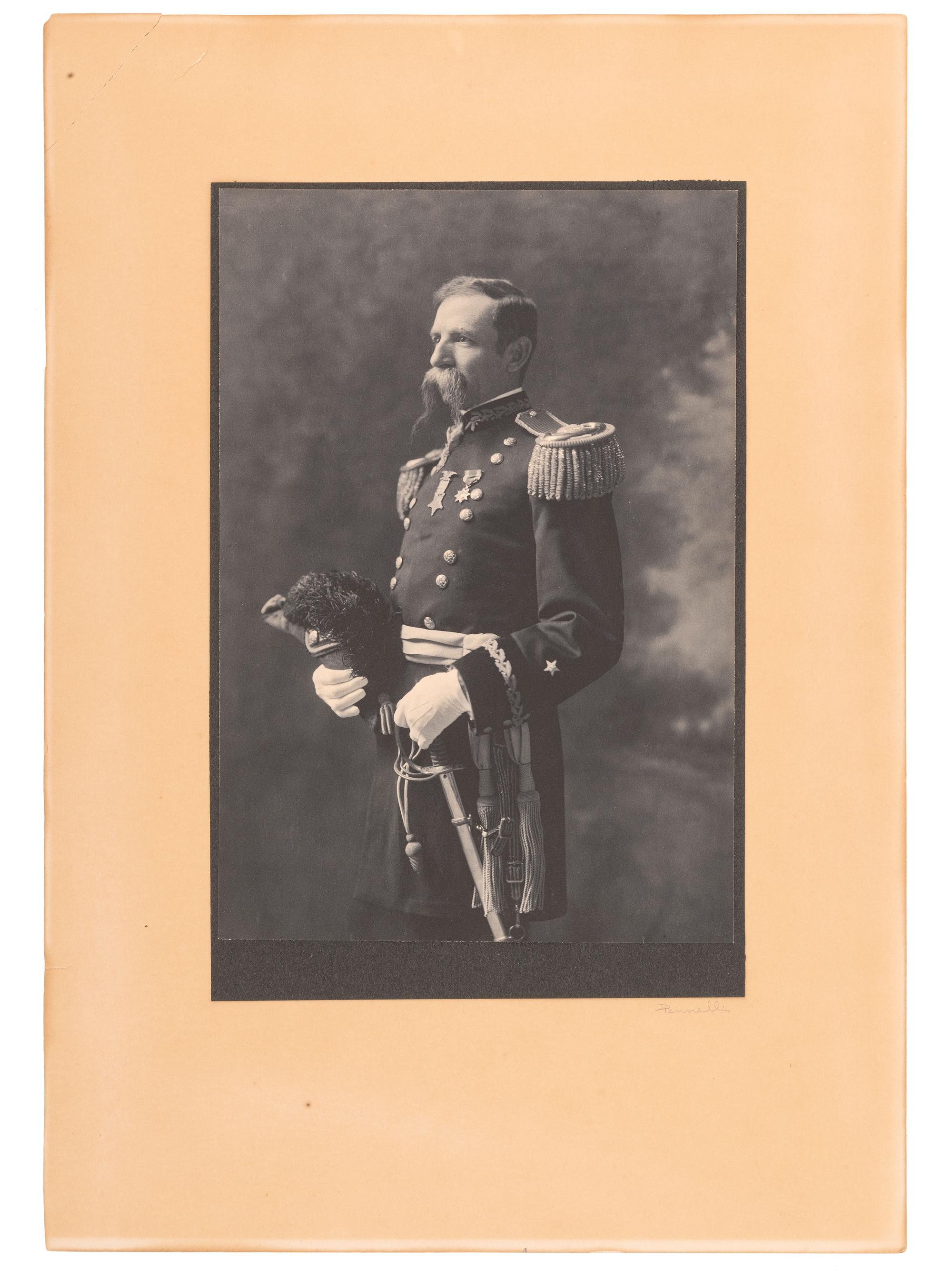 [LATE INDIAN WARS]. PENNELL, Joseph Judd, photographer. Large format portrait of General Edward S. Godfrey, 7th US Cavalry, survivor of the Battle of Little Bighorn. Ca 1907.