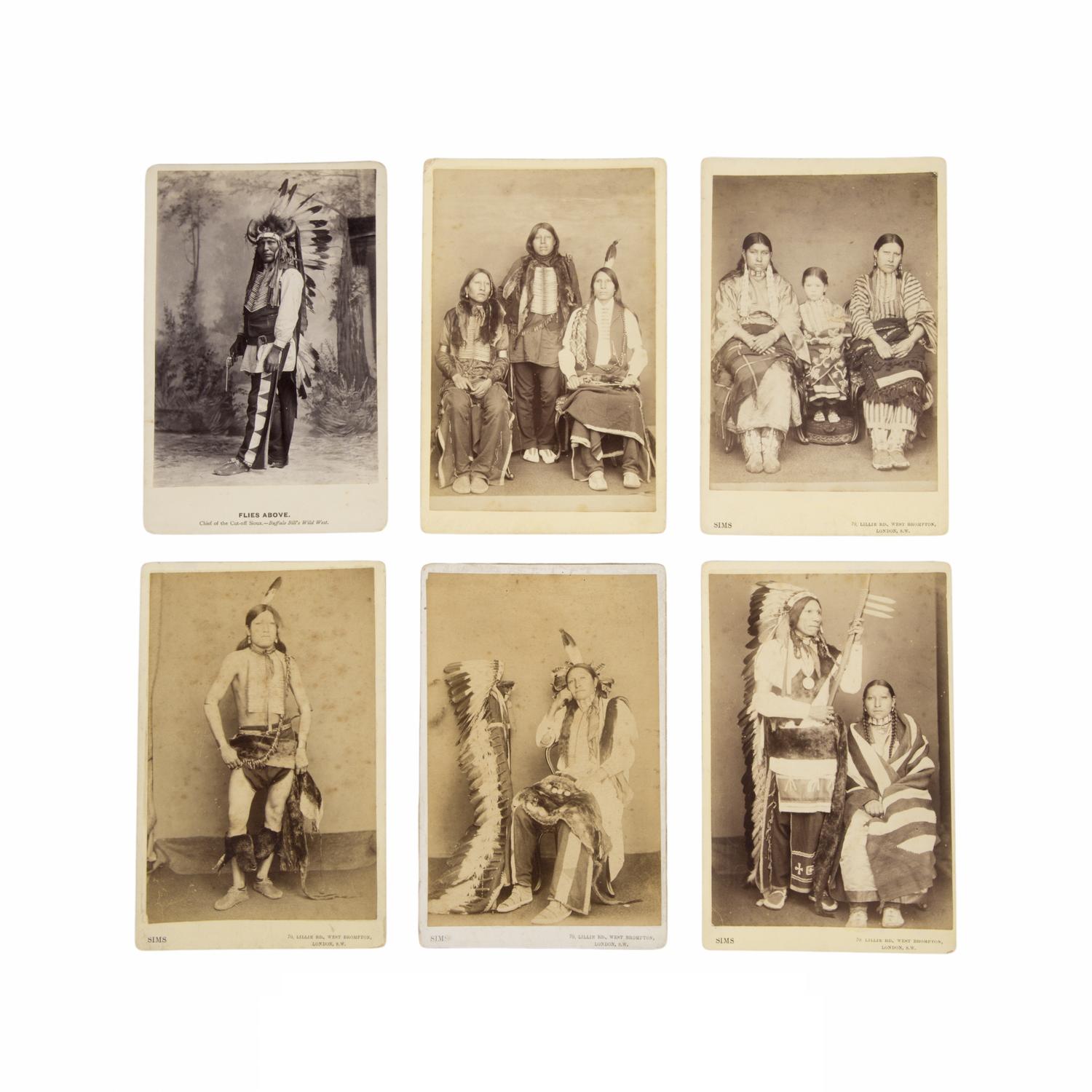 [Native Americana]. A group of 6 photos of Sioux and Cheyenne from Buffalo Bill's Wild West by Sims and Anderson.