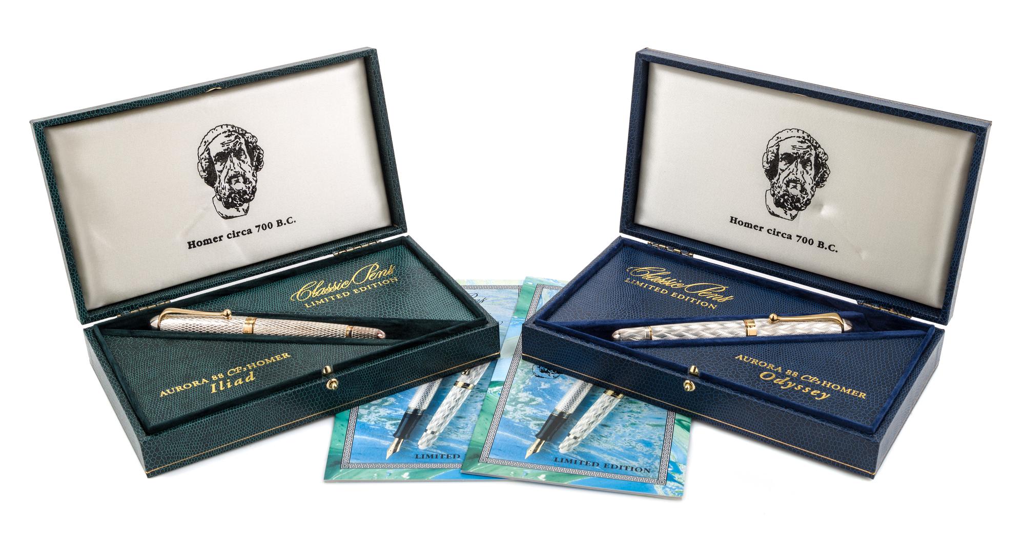 An Aurora 'Classic Pens' Homer: Iliad and Odyssey Two Fountain Pen Set
