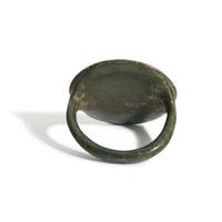 A Greek Bronze Finger Ring with Leda and the Swan or Aphrodite and her Dove