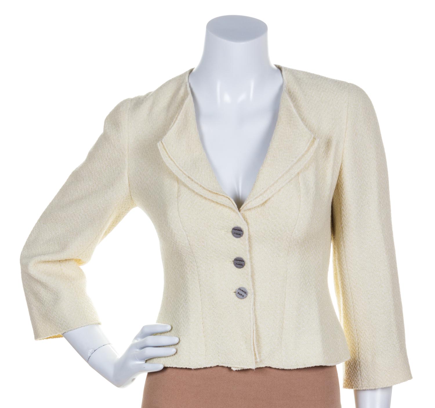 A Chanel Pale Yellow Boucle Jacket,