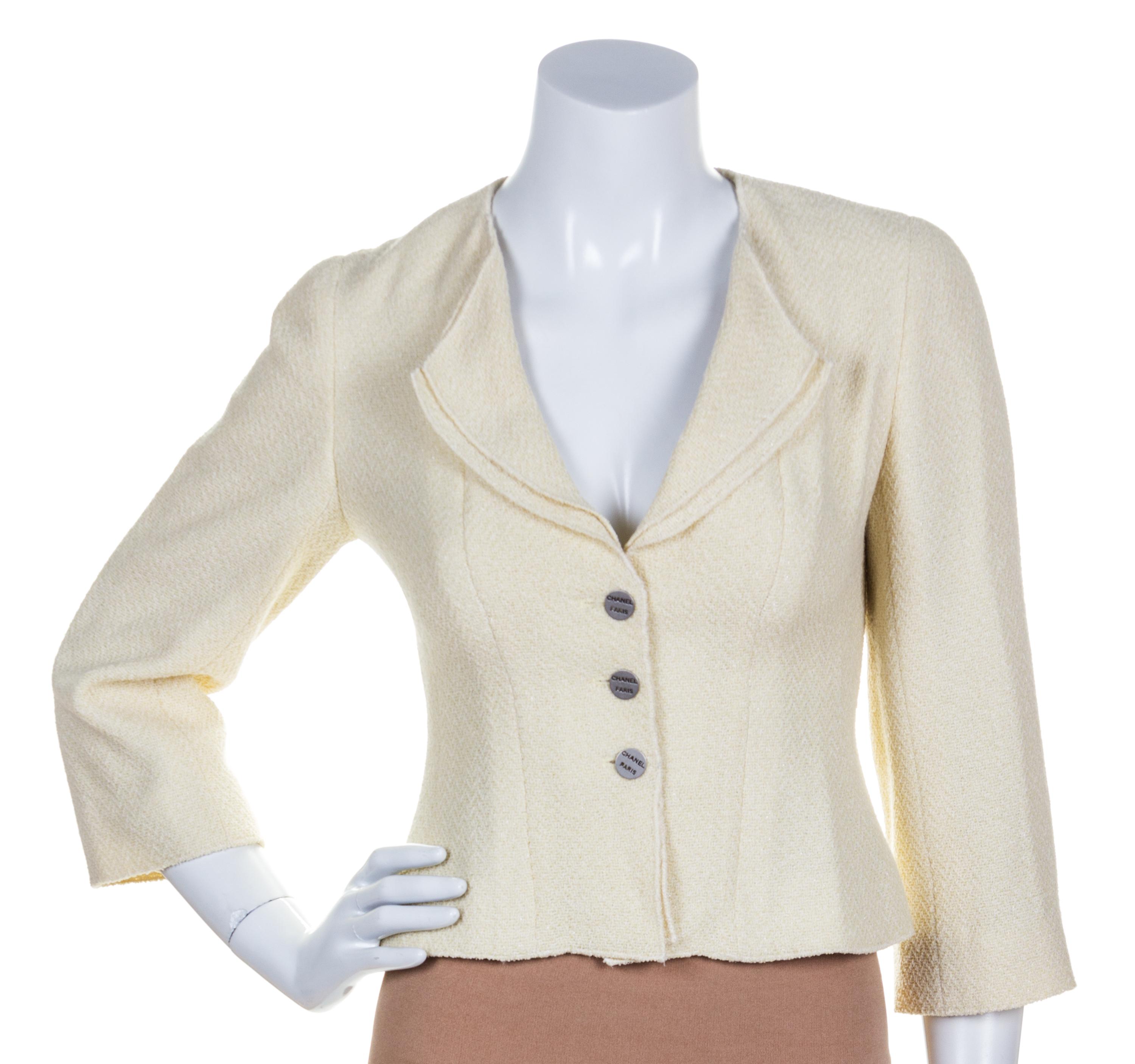 A Chanel Pale Yellow Boucle Jacket,