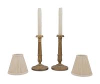 A Pair of Charles X Style Gilt Metal Candlesticks Mounted as Lamps