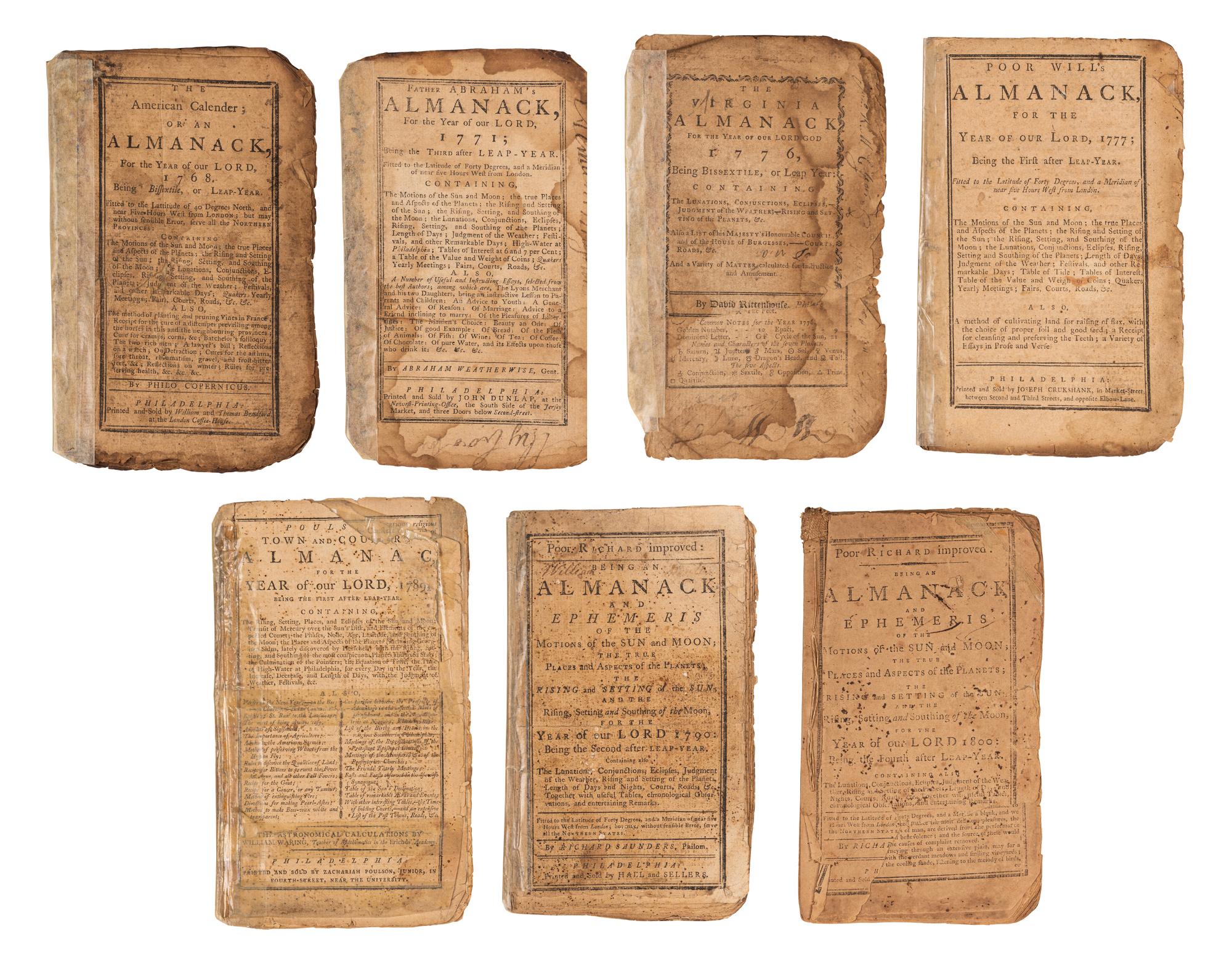 [ALMANACS - PHILADELPHIA]. A group of 7 almanacs, published Philadelphia by various printers, comprising: