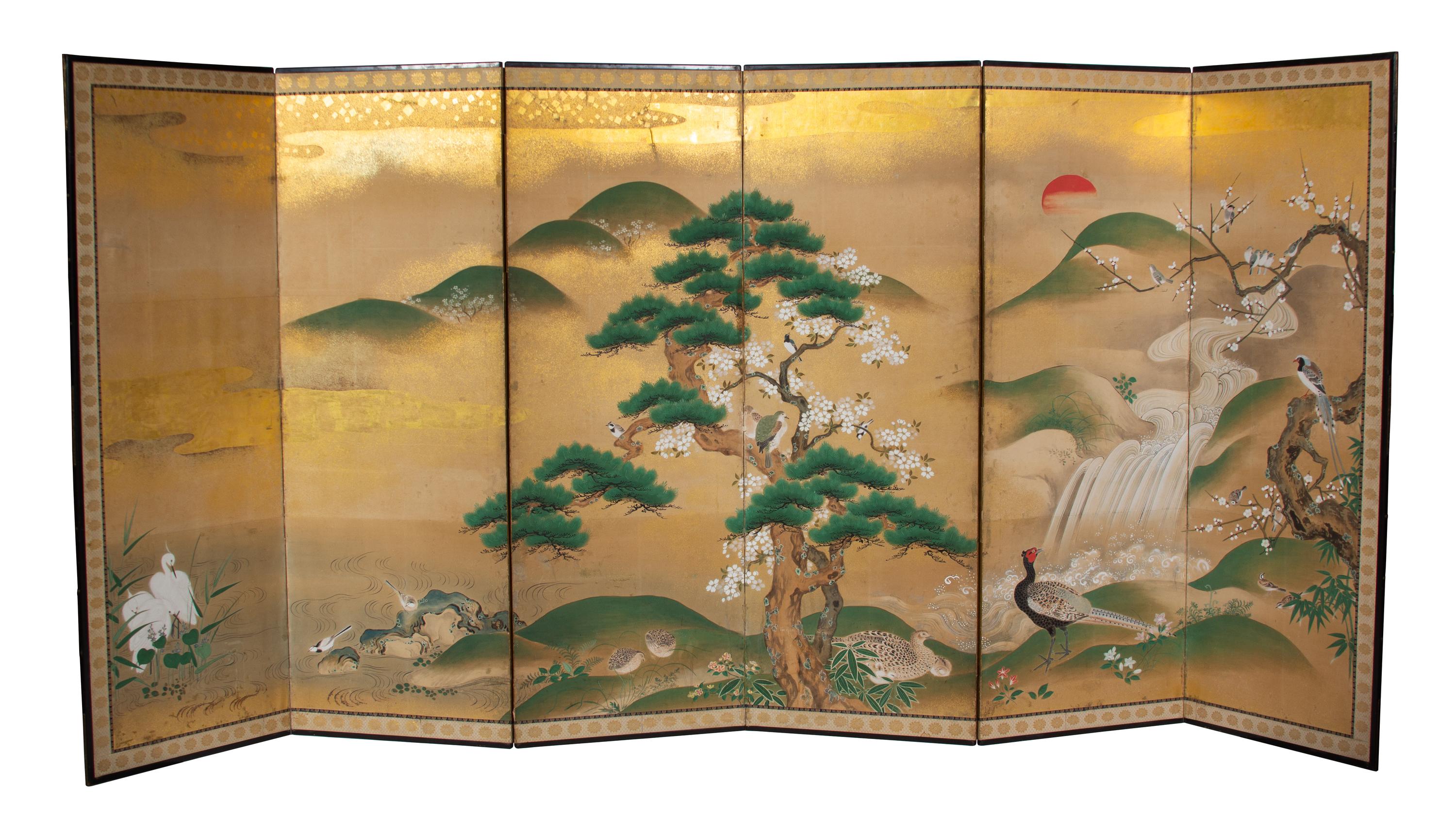 A Six-Panel Japanese Screen Height 69 x width 144 inches. — 18TH CENTURY, EDO PERIOD