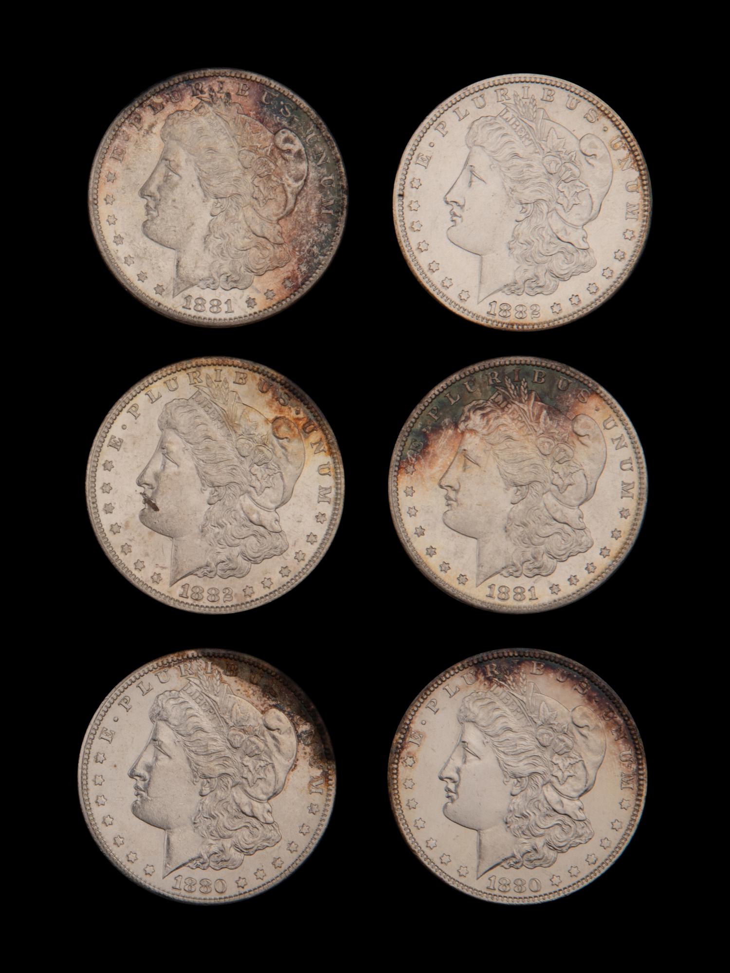Six Morgan $1 Coins