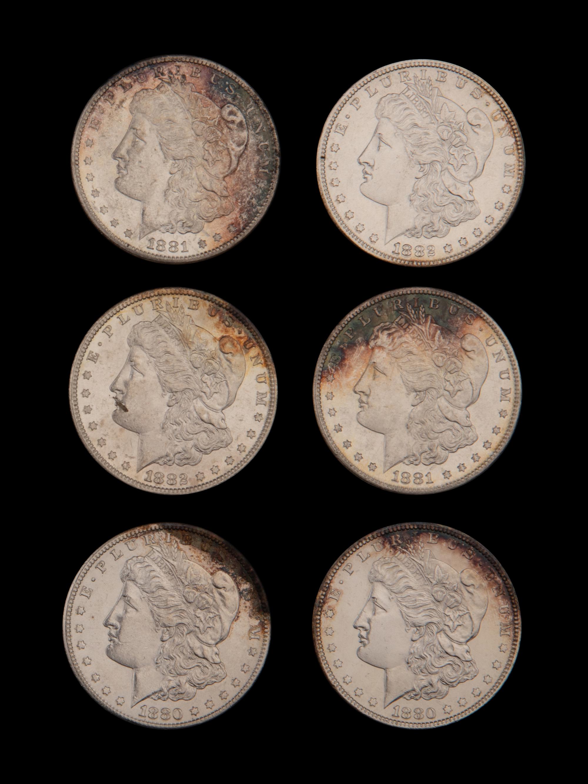 Six Morgan $1 Coins