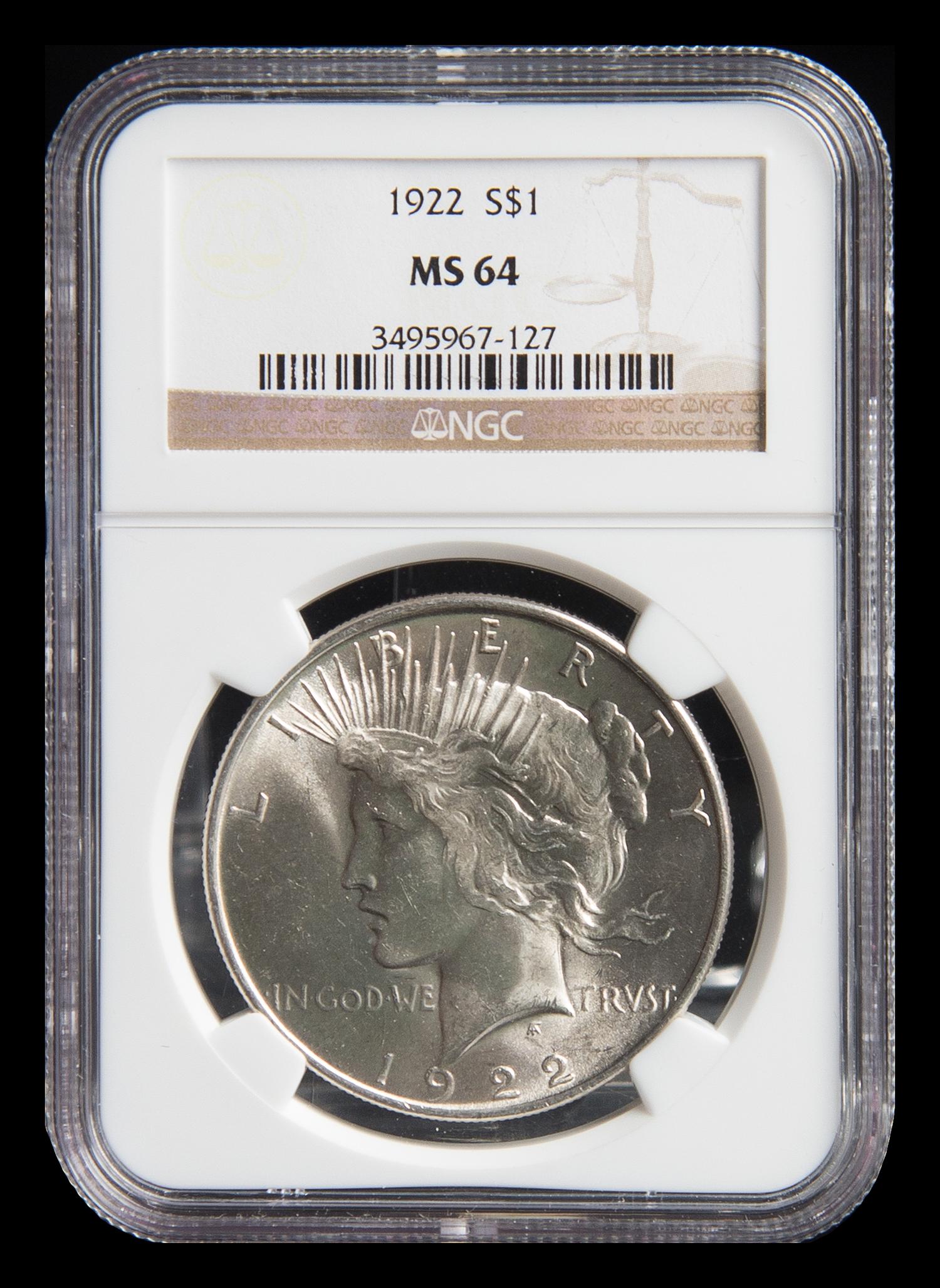 A United States 1922 Peace Silver Dollar
