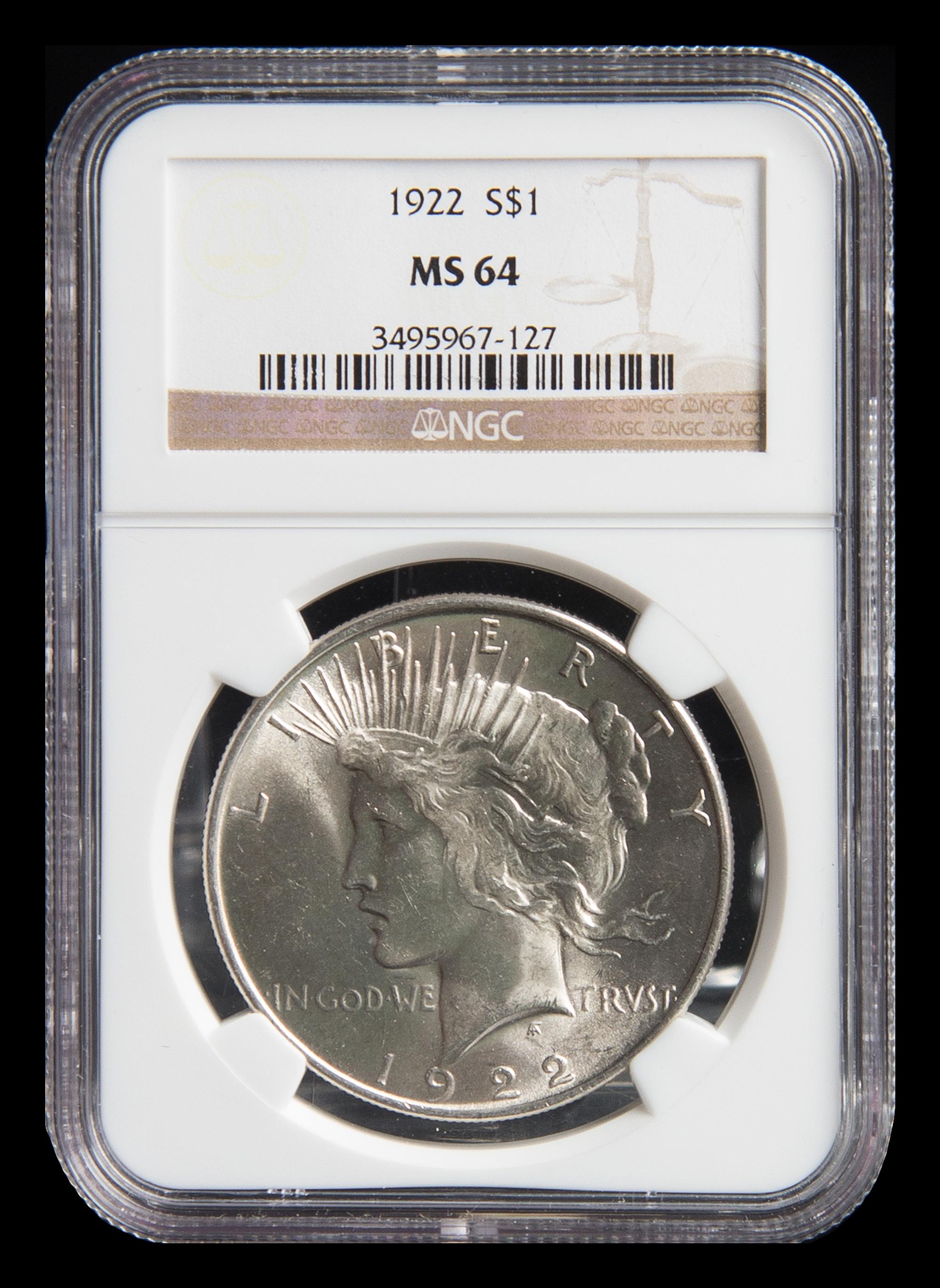 A United States 1922 Peace Silver Dollar