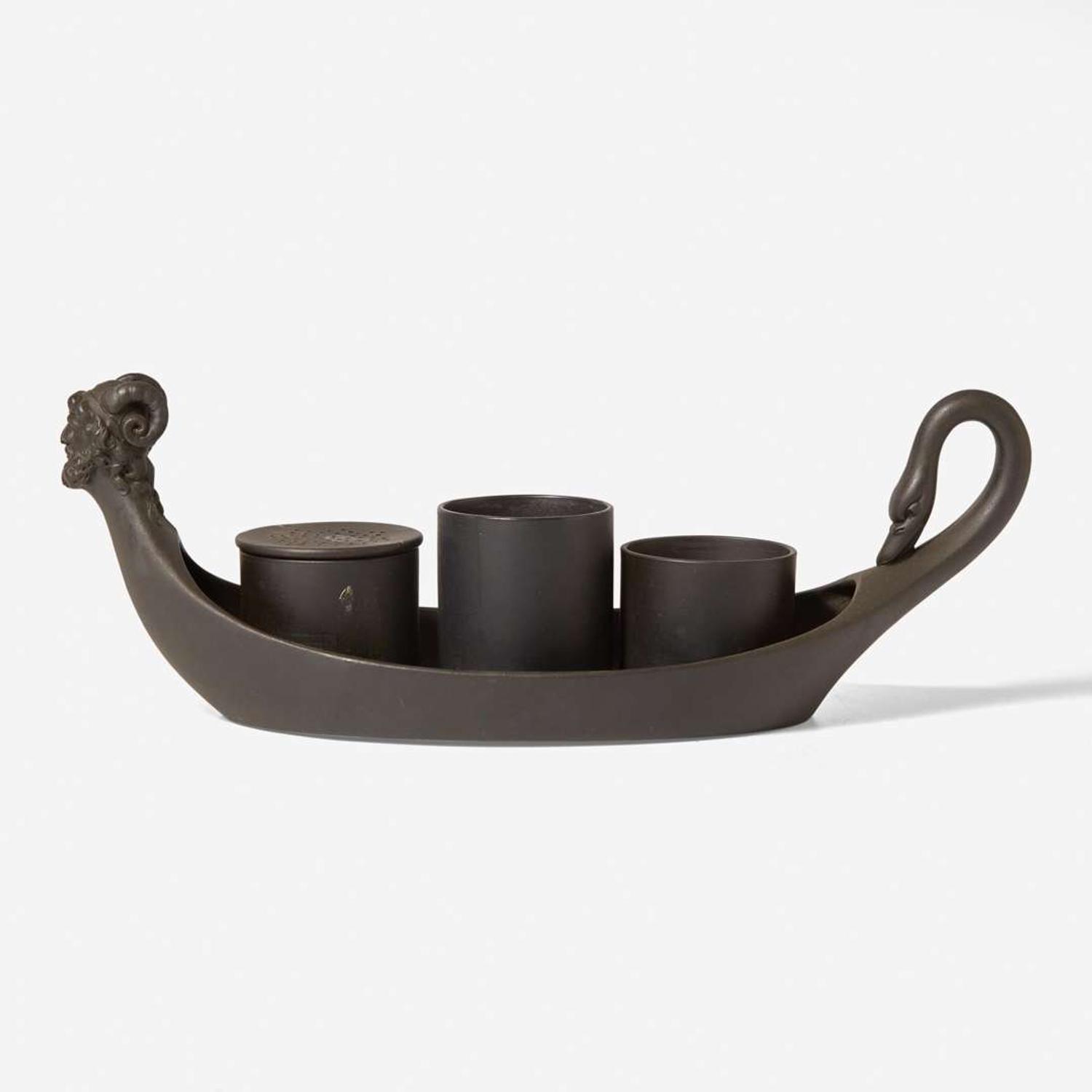 A Wedgwood black basalt condiment boat England, early 19th century