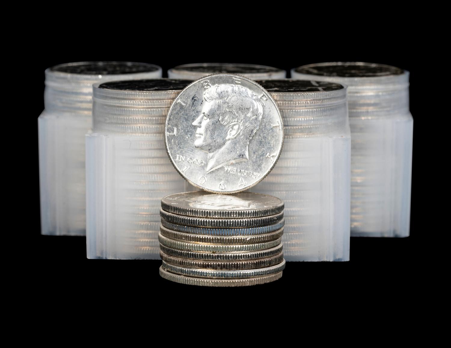 A Collection of One-Hundred-and-Ten 1964 Kennedy 50c Coins