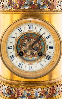 A French Gilt Bronze and Champlevé Enamel Mantel Clock