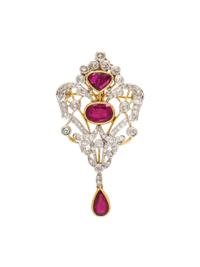 RUBY AND DIAMOND PENDANT/BROOCH