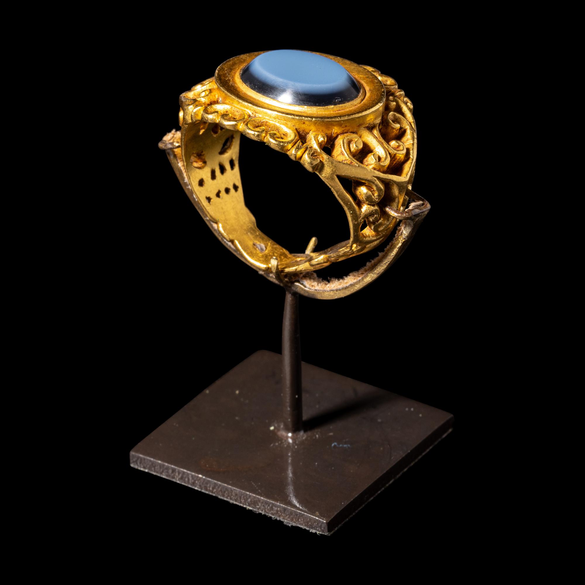 A Roman Gold and Nicolo Finger Ring