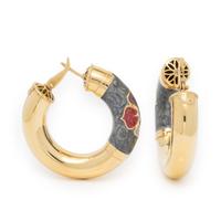 Gaston Lebo, Polychrome Enamel and Yellow Gold Hoop Earrings