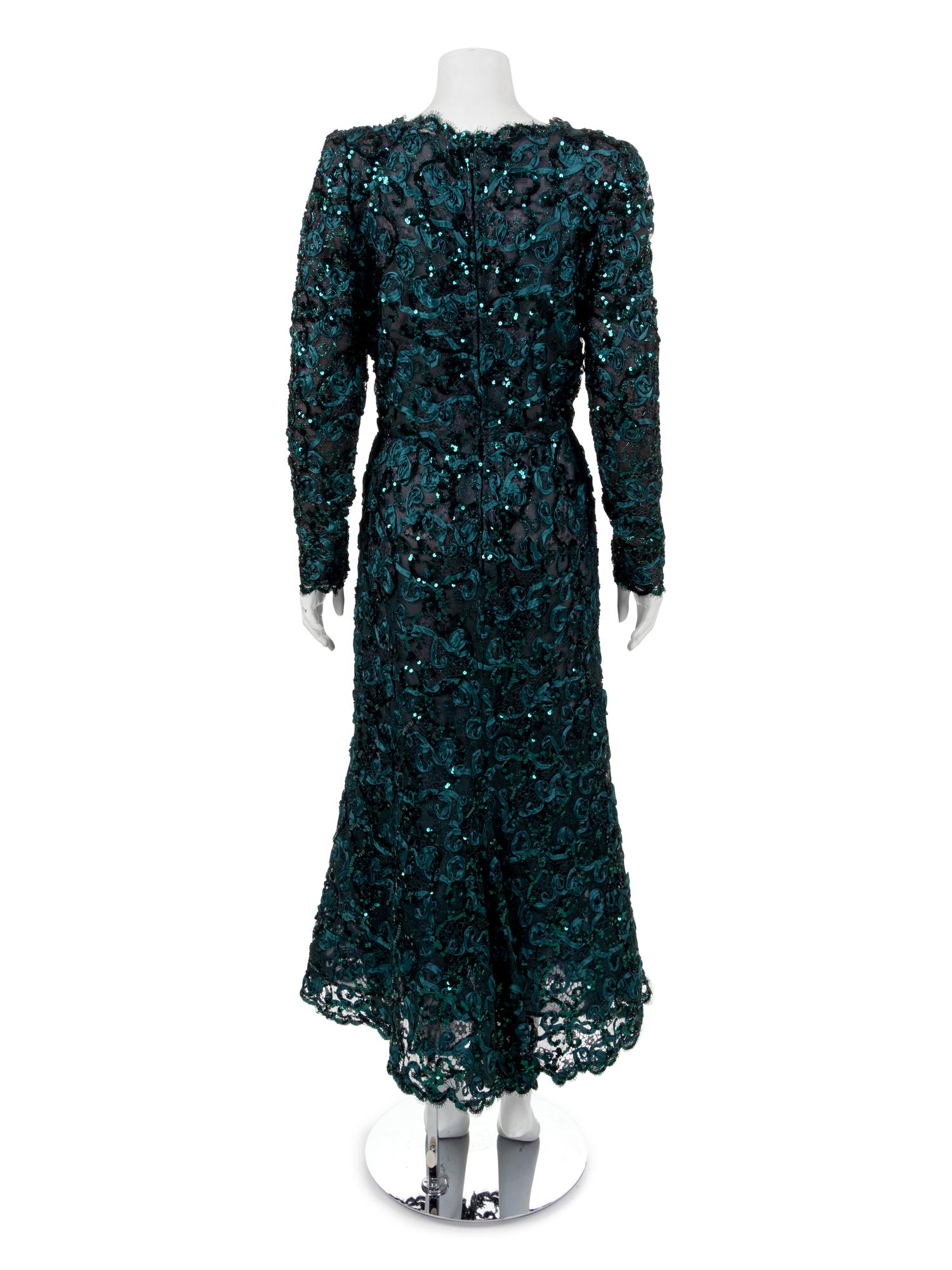 Two Evening Dresses: One Oscar de la Renta and One Joan Leslie by Kasper, 1970-90s