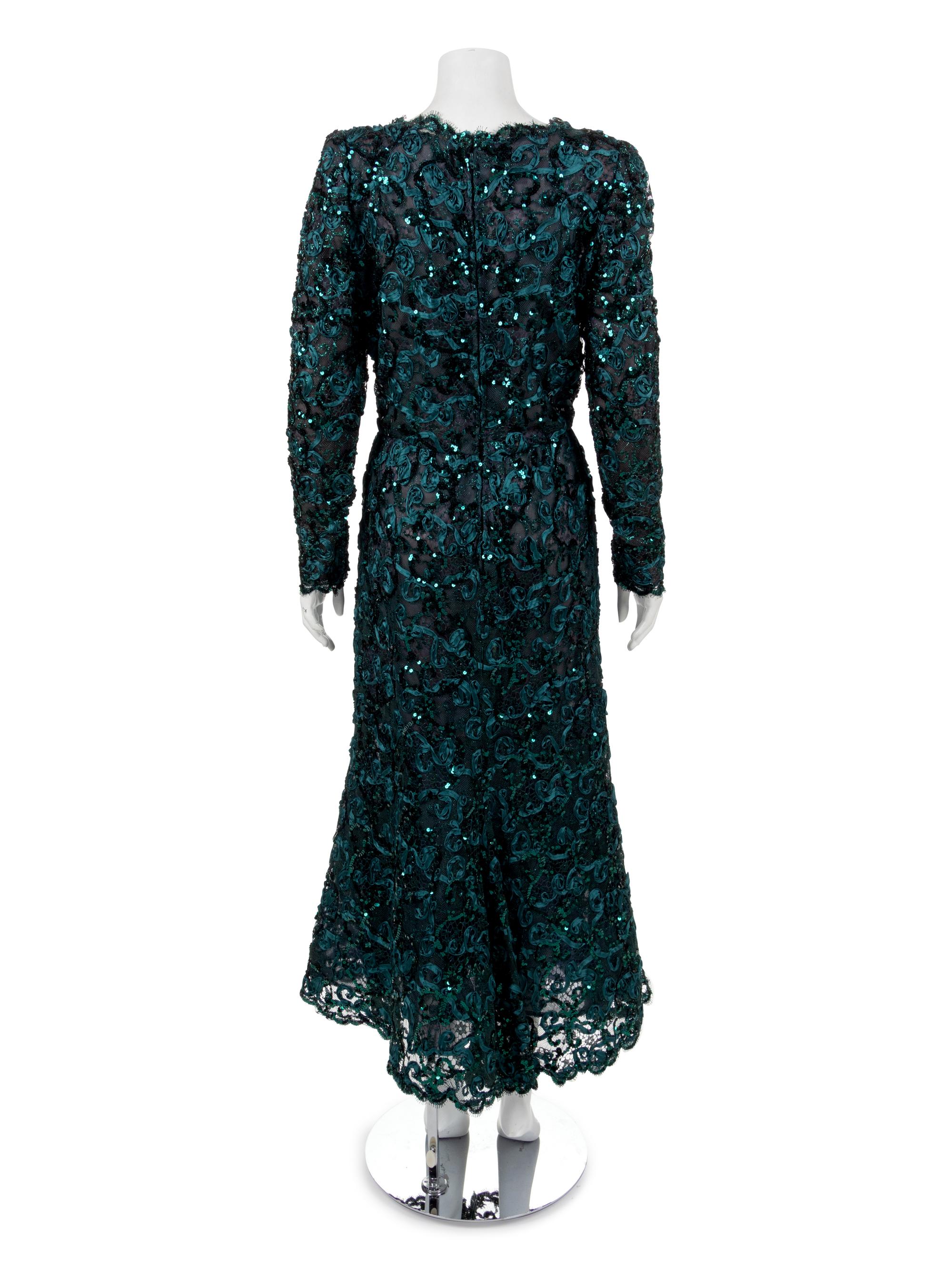 Two Evening Dresses: One Oscar de la Renta and One Joan Leslie by Kasper, 1970-90s