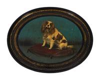A Victorian Papier-Mache Oval Tray on Later Stand — 19TH CENTURY