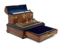 An English Brass Mounted Burlwood Writing Stand