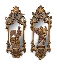 A Pair of Italian Carved Giltwood Mirrors