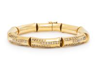 DIAMOND AND GOLD BAMBOO LINK BRACELET