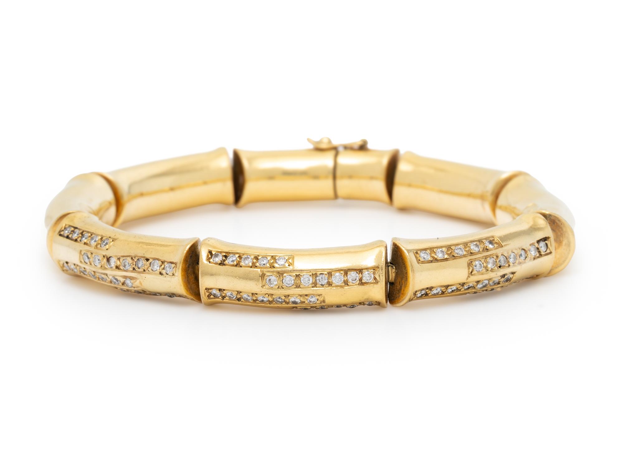 DIAMOND AND GOLD BAMBOO LINK BRACELET