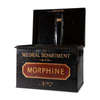 A Painted Tin Morphine Storage Box
