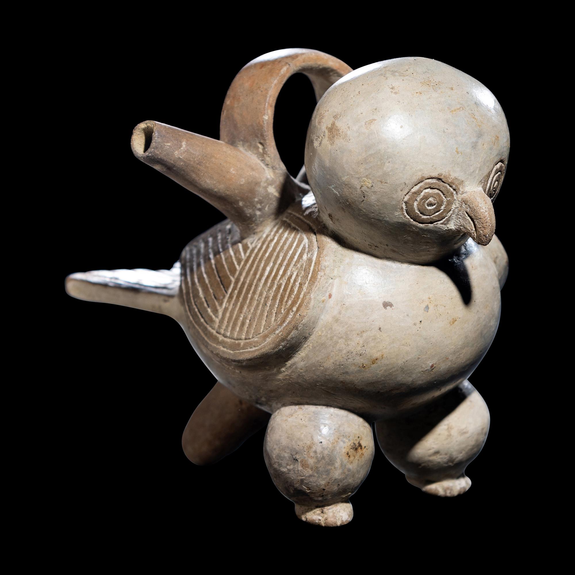 A Calima Bichrome Bird Effigy Vessel