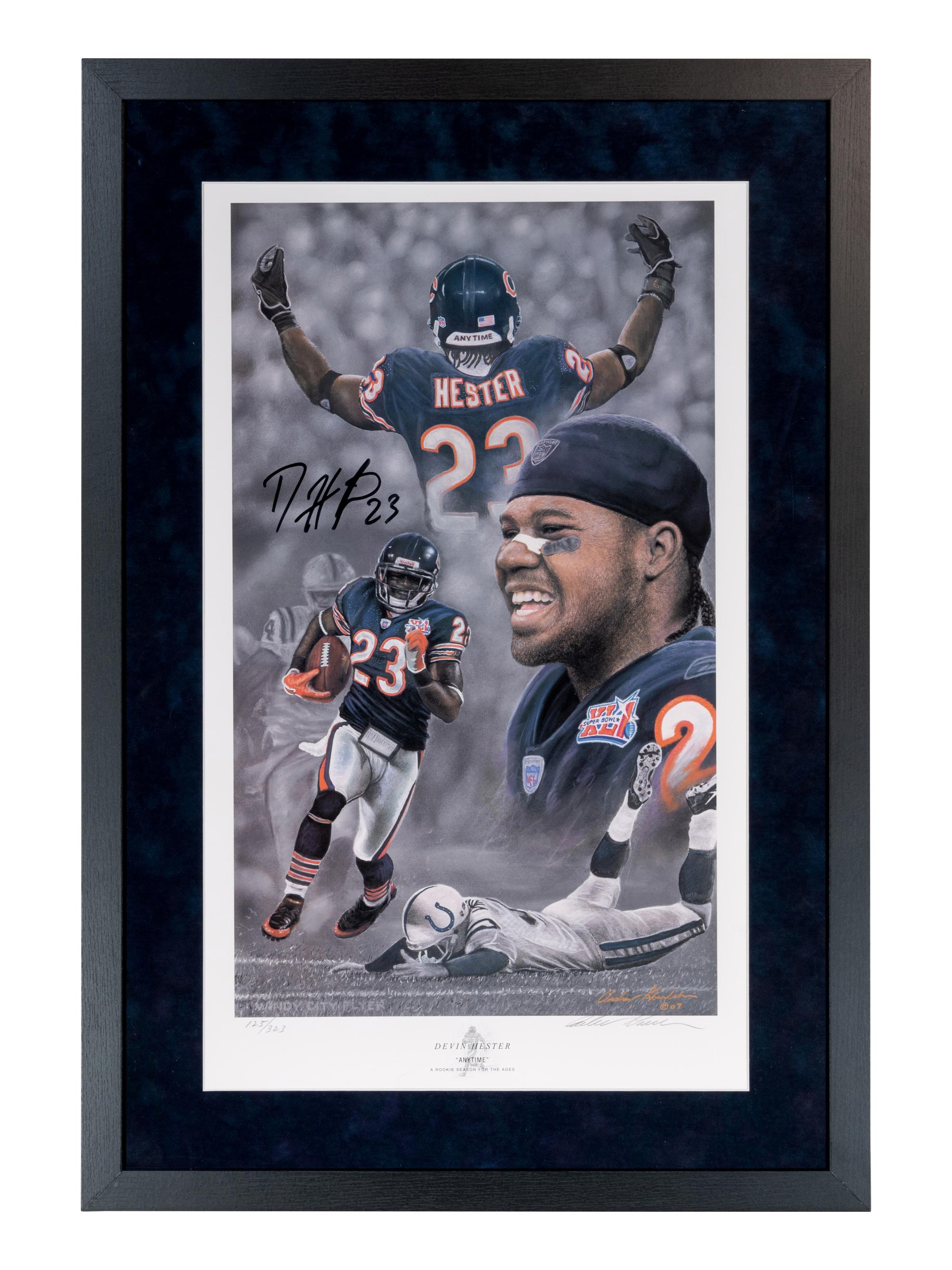 A Devin Hester Chicago Bears Custom Framed Signed Autograph Lithograph