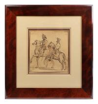 A French Sepia Inkwash Drawing