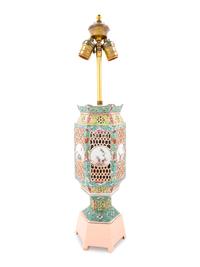 A Famille Rose Painted and Pierced Porcelain Lantern