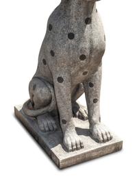 A Pair of Carved Granite and Black Marble Inlaid Seated Dogs