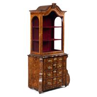 A Dutch Marquetry Bookcase on Chest