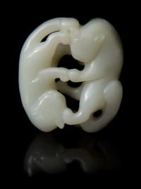 A Carved Jade Toggle Length 2 inches.