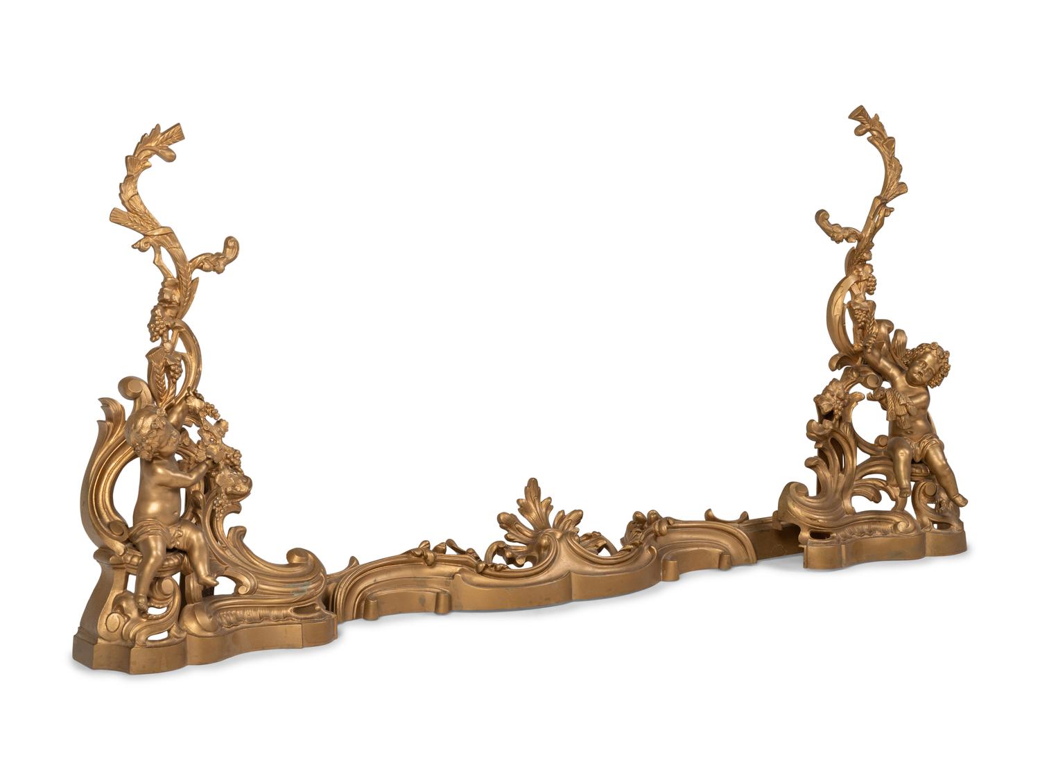 A Rococo Style Gilt Bronze Fire Guard