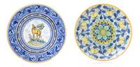 Two Italian Glazed Ceramic Chargers Diameter of largest 20 inches. — 20TH CENTURY