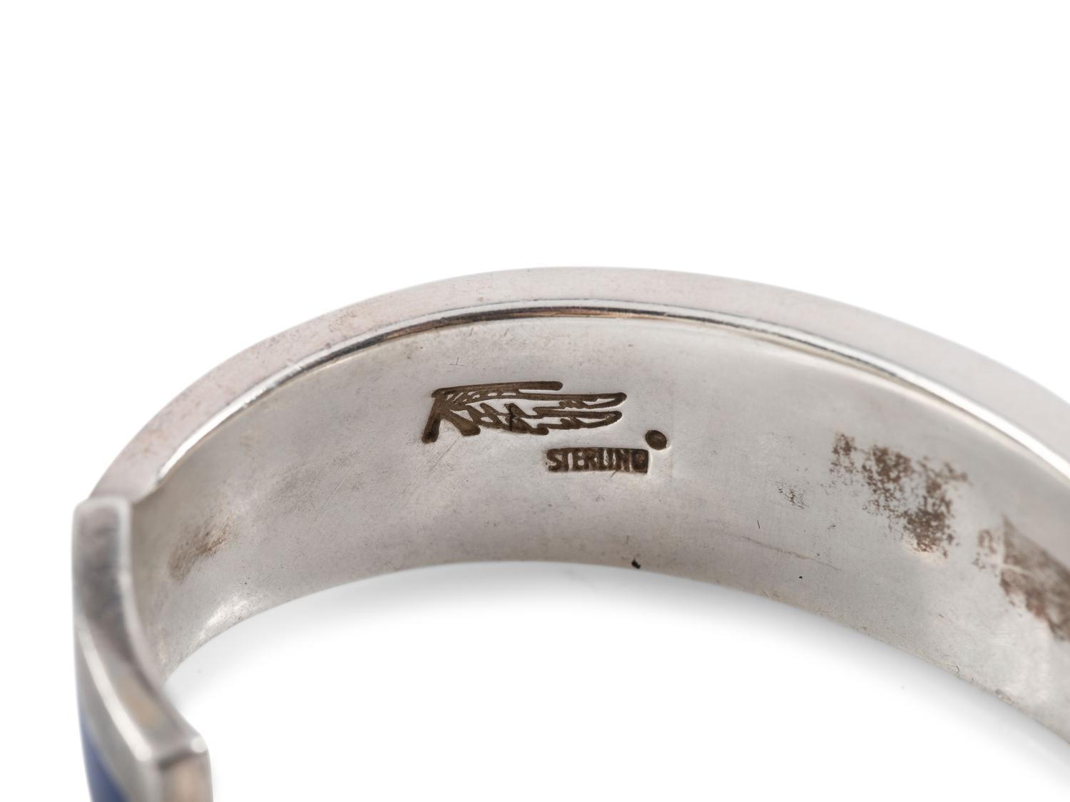 Sterling Silver Belt Buckle and Cuff Bracelet, with Inlay